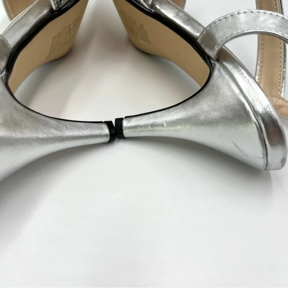 Touch Ups Womens Size 7 Silver Glitter Platform‎ Open Toe Dress Sandals Heels